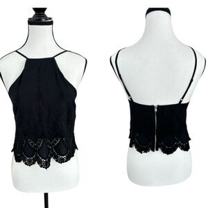 Kendall & Kylie Black and White Cropped Embellished Tank Top